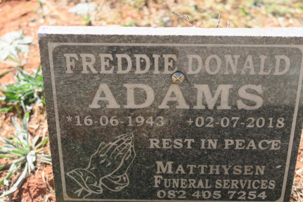 ADAMS Freddie Donald 1943-2018