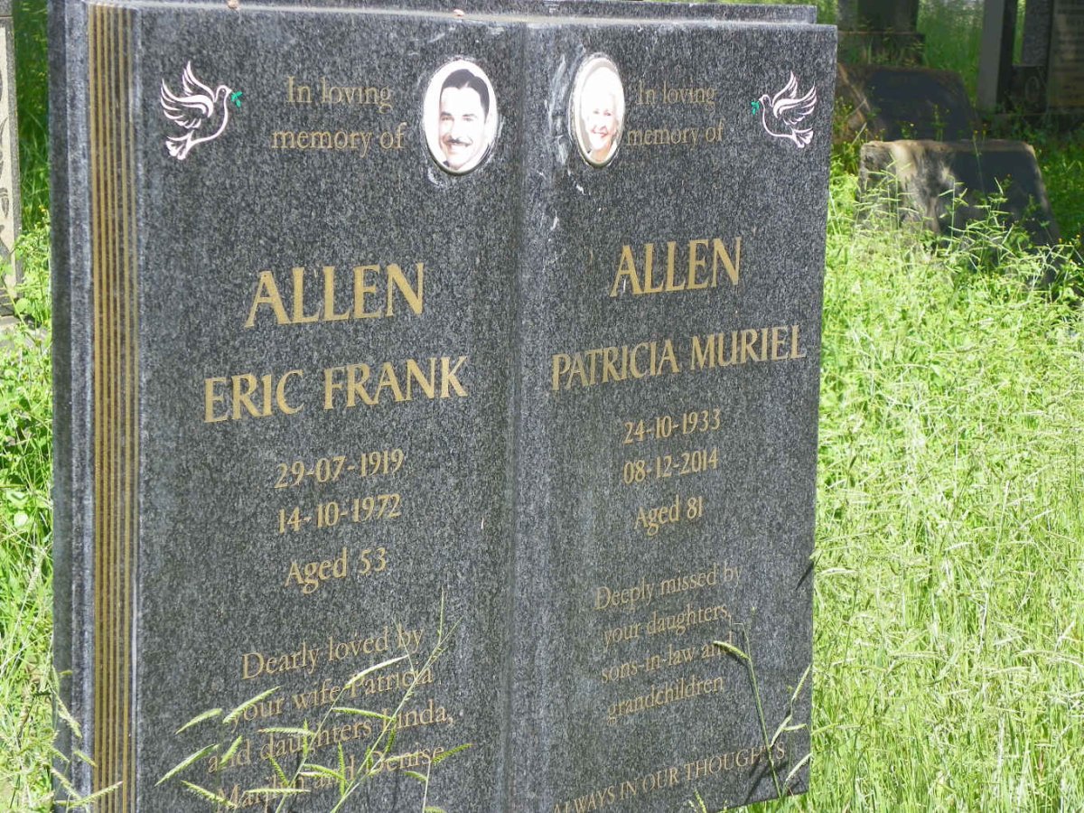 ALLEN Eric Frank 1919-1972 &amp; Patricia Muriel 1933-2014
