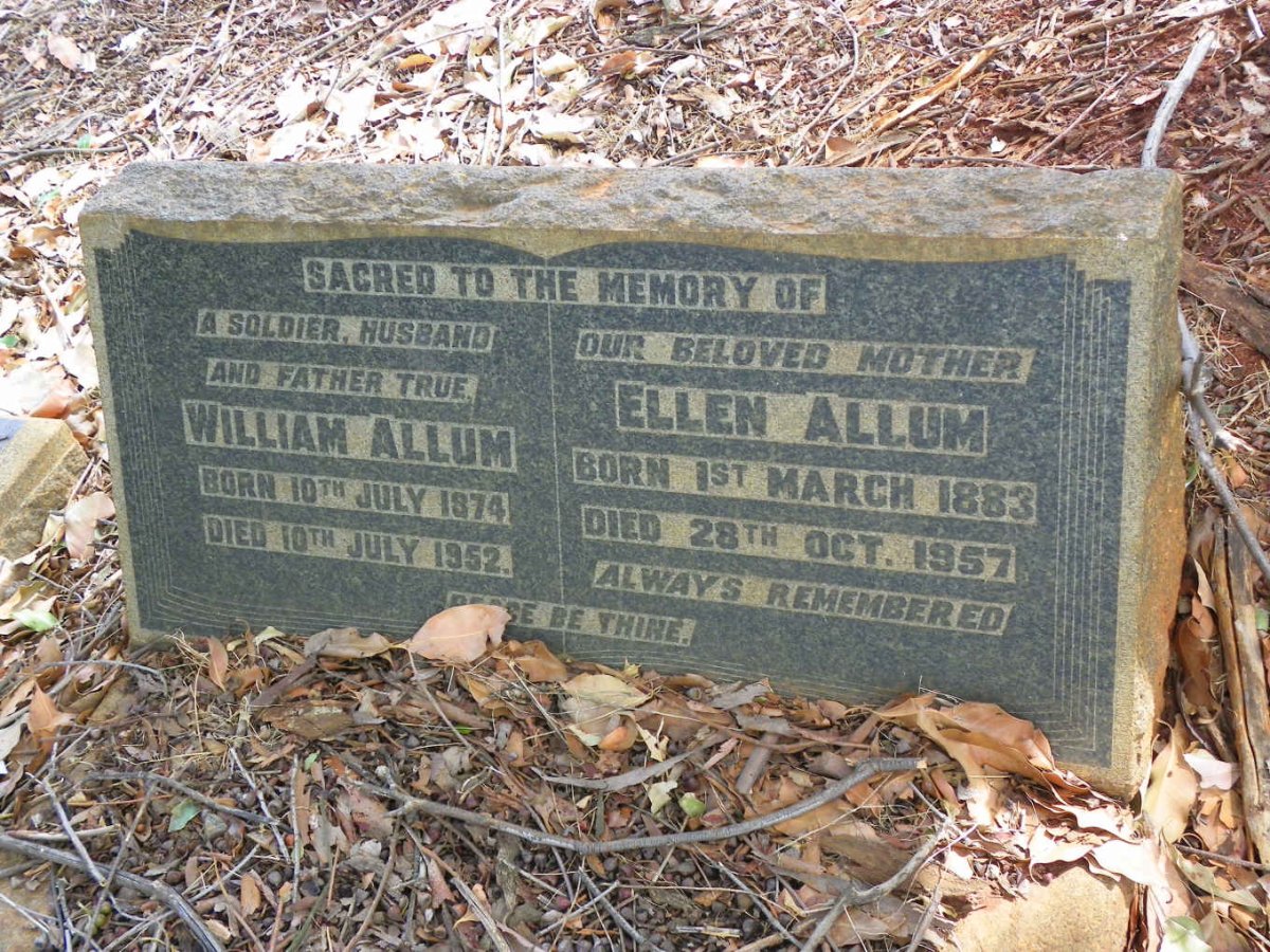 ALLUM William 1874-1952 &amp; Ellen 1883-1957