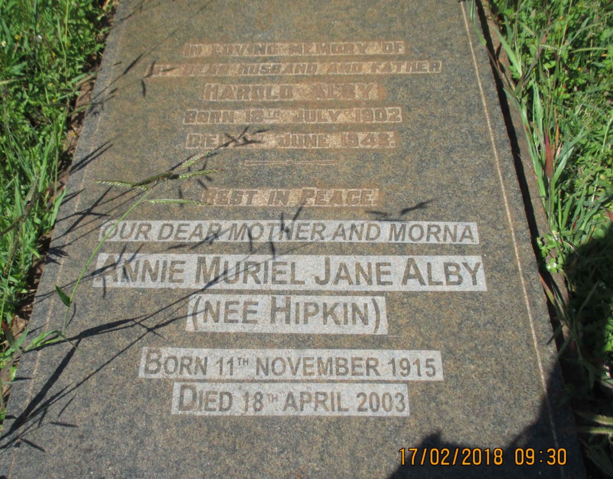 ALBY Harold 1902-1948 &amp; Annie Muriel Jane HIPKIN 1915-2003