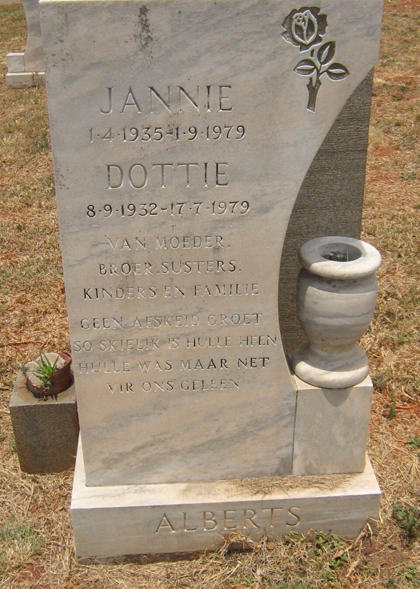 ALBERTS Jannie 1935-1979 &amp; Dottie 1932-1979