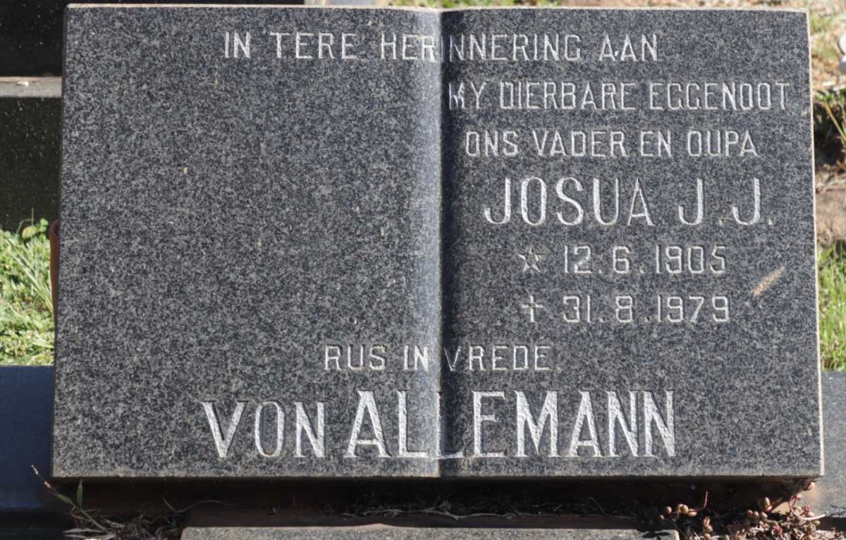 ALLEMANN Josua J.J., von 1905-1979
