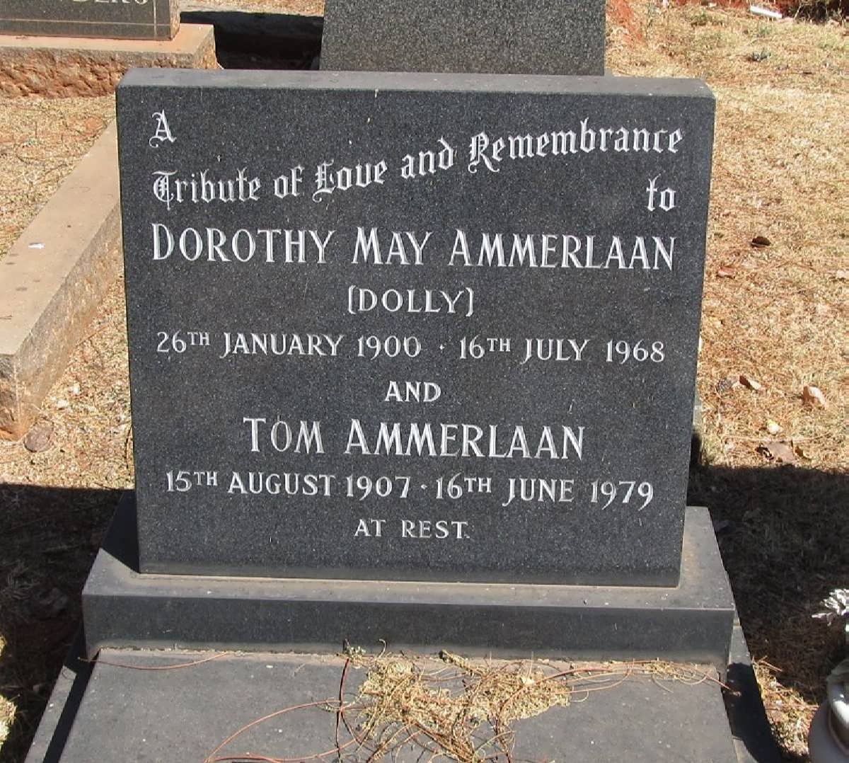 AMMERLAAN Tom 1907-1979 &amp; Dorothy May 1900-1968
