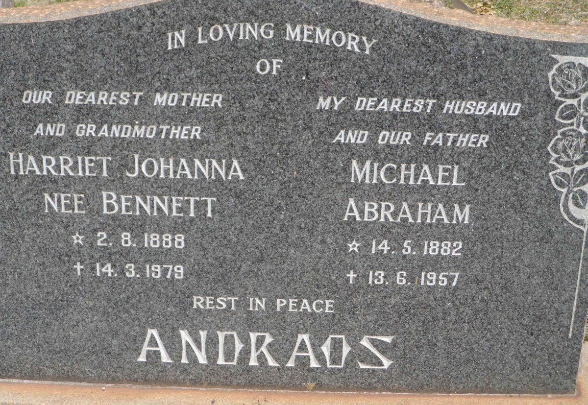ANDRAOS Michael Abraham 1882-1957 &amp; Harriet Johanna BENNETT 1888-1979