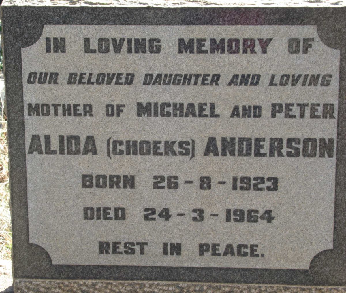 ANDERSON Alida 1923-1964