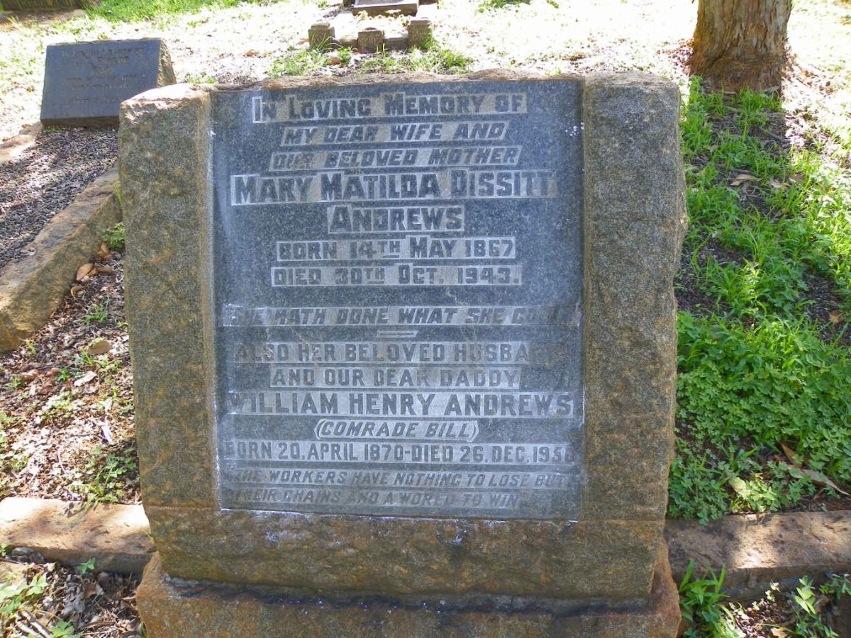 ANDREWS William Henry 1870-1950 &amp; Mary Matilda Dissitt 1867-1943