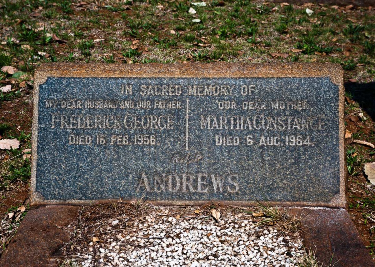 ANDREWS Frederick George -1956 &amp; Martha Constance -1964