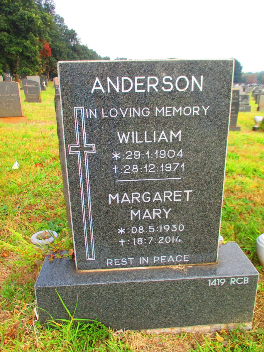 ANDERSON William 1904-1971 &amp; Margaret Mary 1930-2014