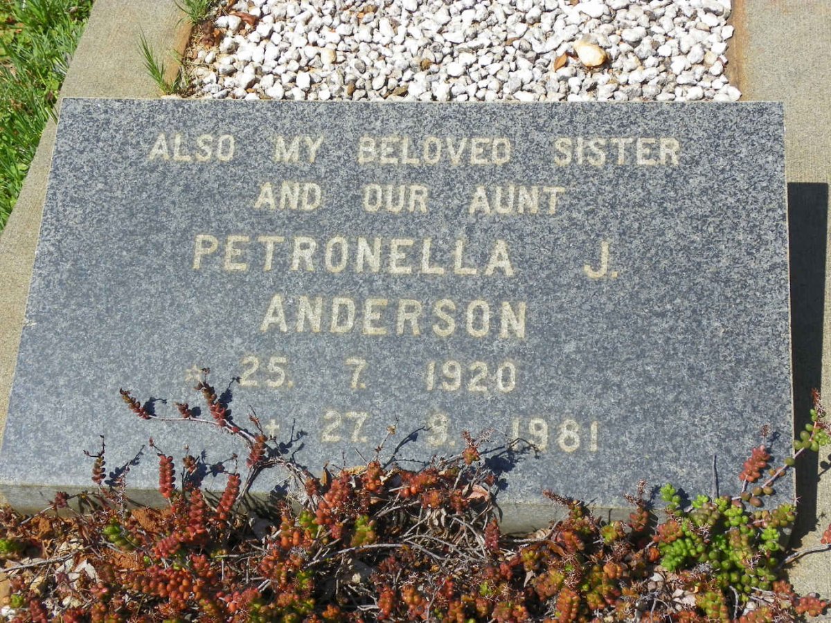 ANDERSON Pieter Jacobus 1891-1947 :: ANDERSON Petronella J. 1920-1981