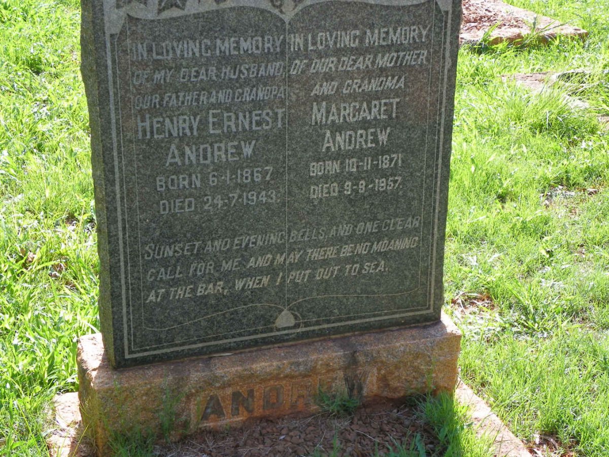 ANDREW Henry Ernest 1867-1943 &amp; Margaret 1871-1957