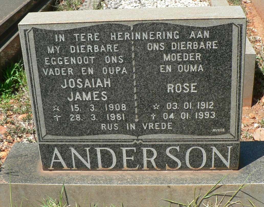 ANDERSON Josaiah James 1908-1981 &amp; Rose 1912-1993