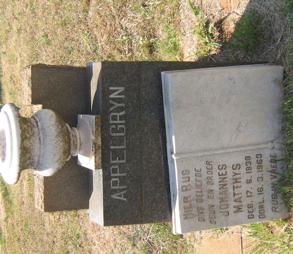 APPELGRYN Johannes Matthys 1938-1963