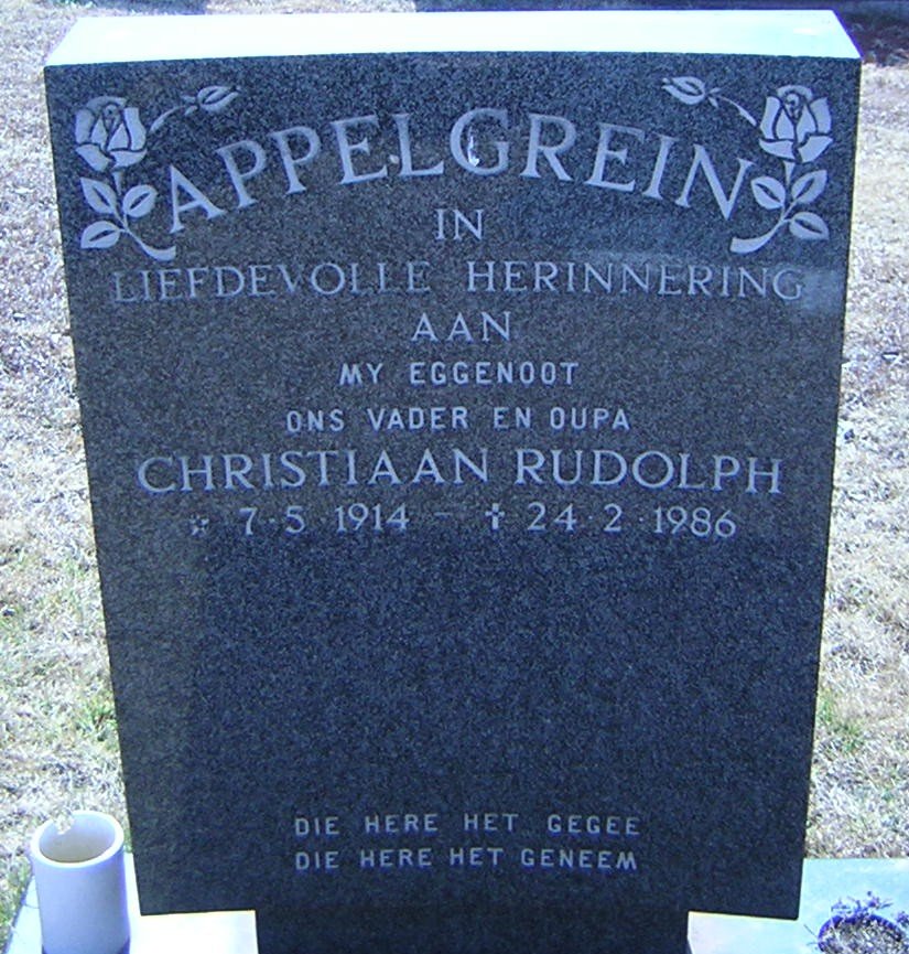 APPELGREIN Christiaan Rudolph 1914-1986