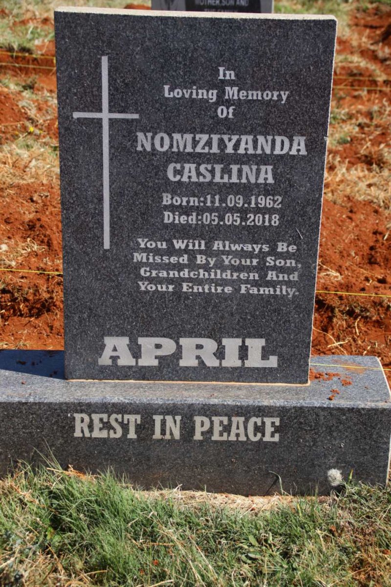 APRIL Nomziyanda Caslina 1962-2018