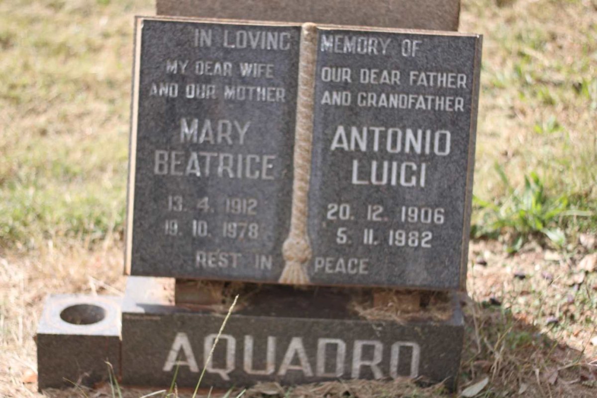 AQUADRO Antonio Luigi 1906-1982 &amp; Mary Beatrice 1912-1978