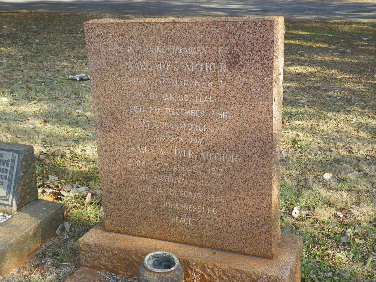 ARTHUR Margaret 18?7-1956 :: ARTHUR James McIver 1912-1956