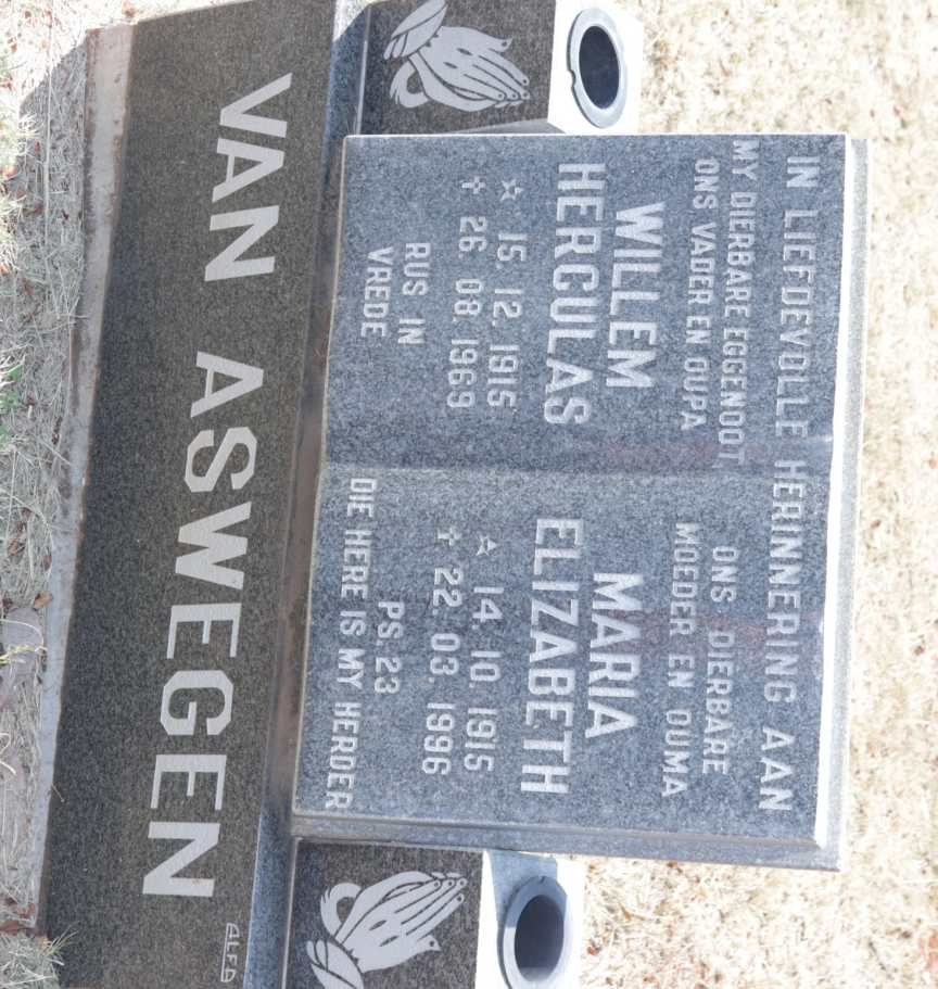 ASWEGEN Willem Herculas, van 1915-1969 &amp; Maria Elizabeth 1915-1996