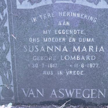 ASWEGEN Susanna Maria, van nee LOMBARD 1917-1977