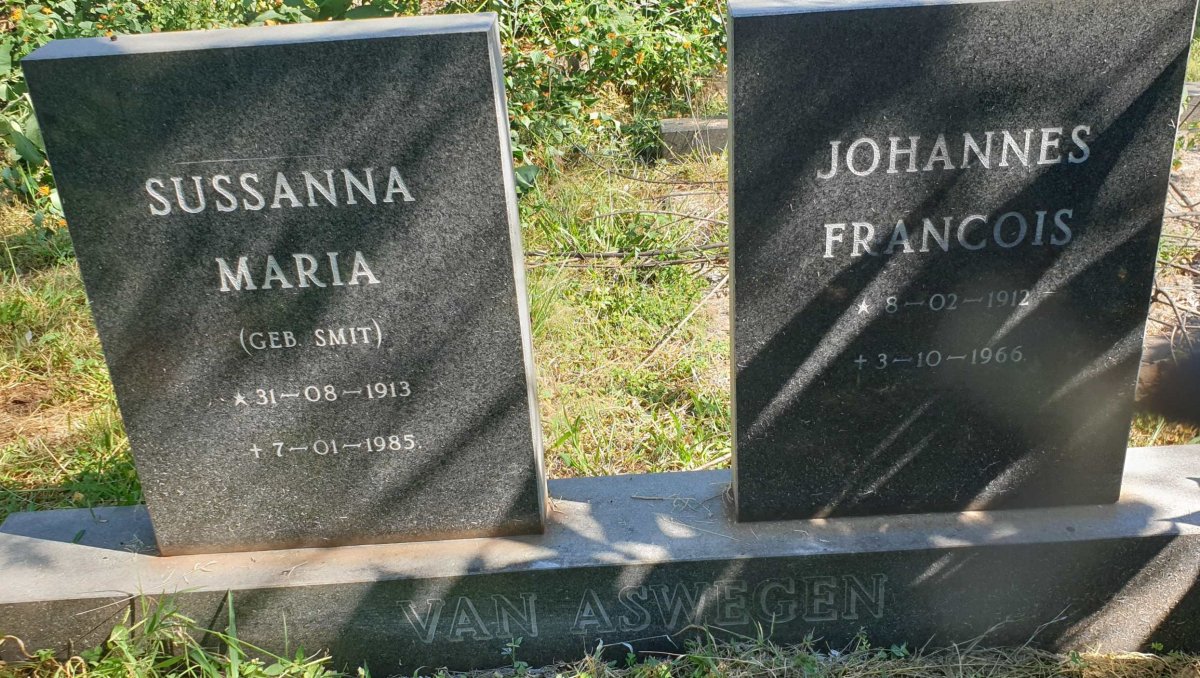 ASWEGEN Johannes Francois, van 1912-1966 &amp; Sussanna Maria SMIT 1913-1985