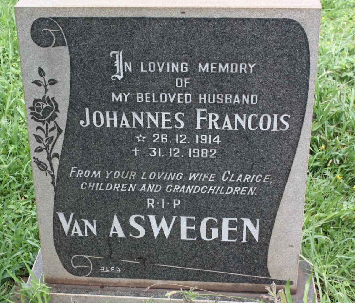 ASWEGEN Johannes Francois, van 1914-1982