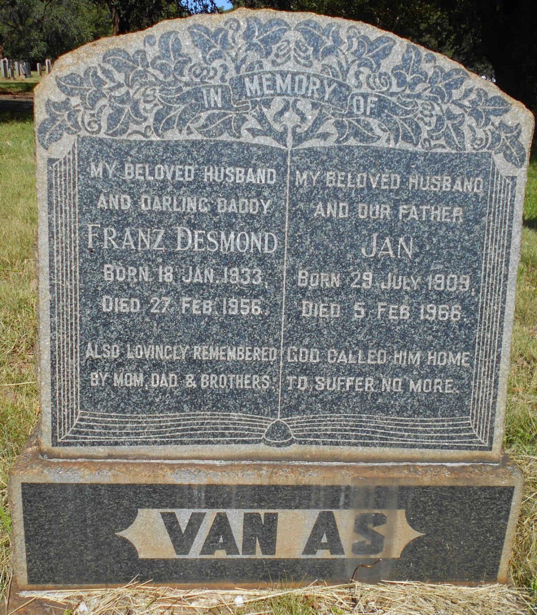 AS Jan, van 1909-1966 :: VAN AS Franz Desmond 1933-1956