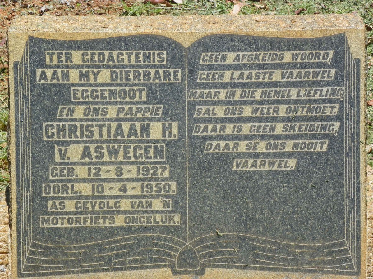 ASWEGEN Christiaan H., v. 1927-1950