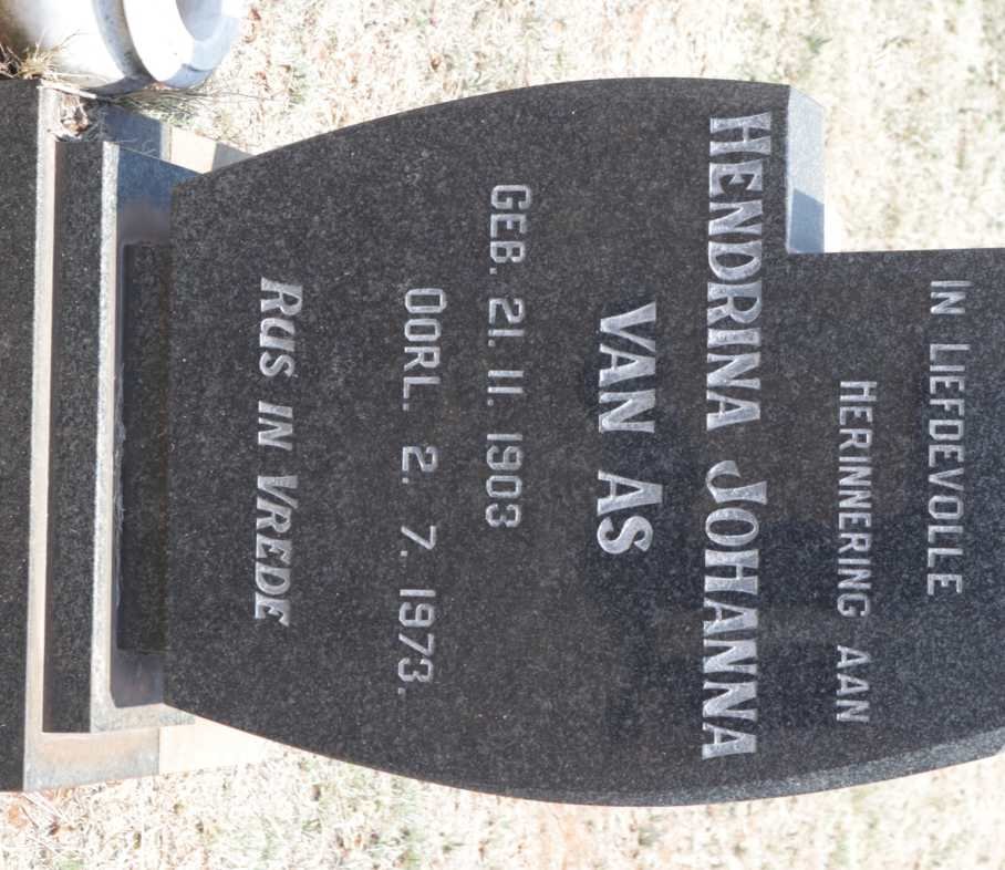 AS Hendrina Johanna, van 1903-1973