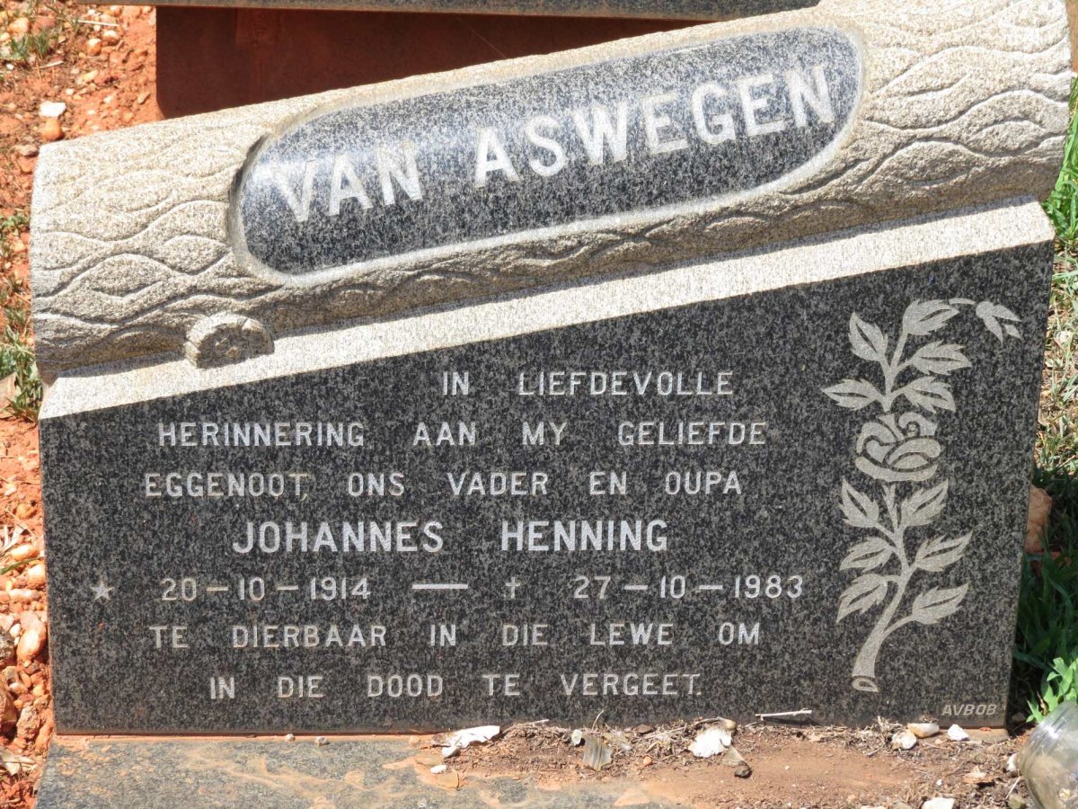 ASWEGEN Johannes Henning, van 1914-1983