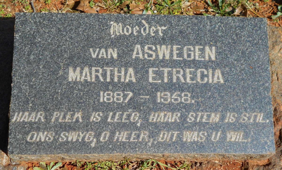 ASWEGEN Martha Etrecia, van 1887-1958