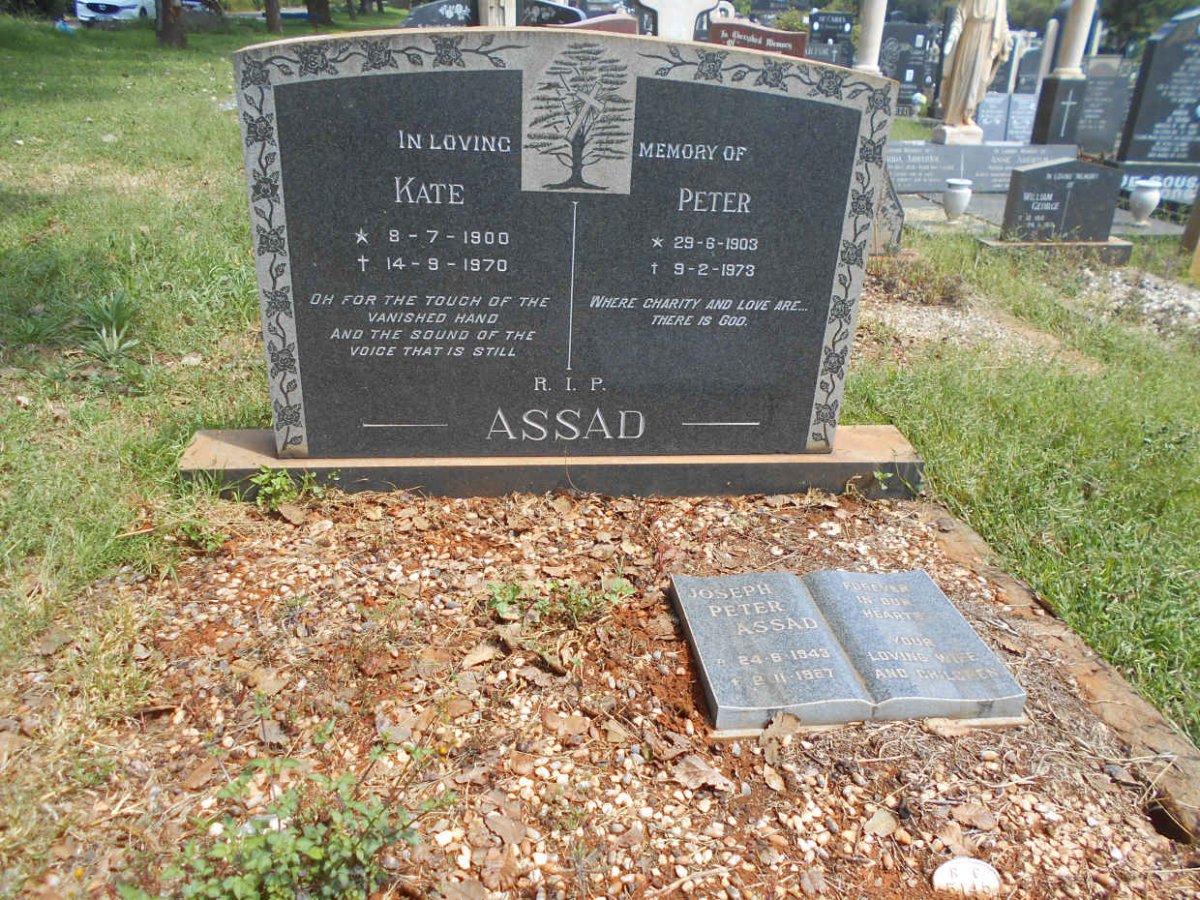 ASSAD Peter 1903-1973 &amp; Kate 1900-1970 :: ASSAD Joseph Peter 1943-1987