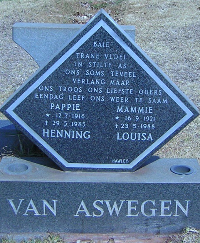 ASWEGEN Henning, van 1916-1985 &amp; Louisa 1921-1988