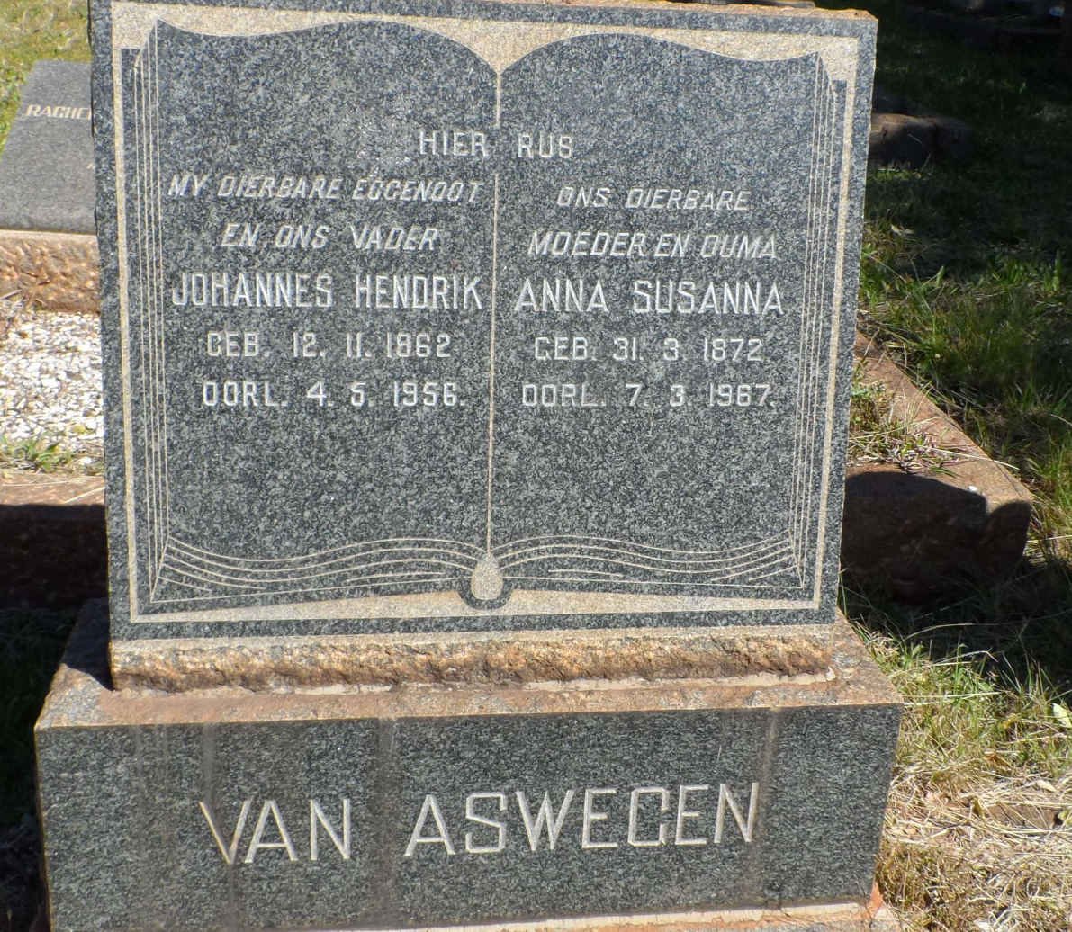 ASWEGEN Johannes Hendrik, van 1862-1956 &amp; Anna Susanna 1872-1967