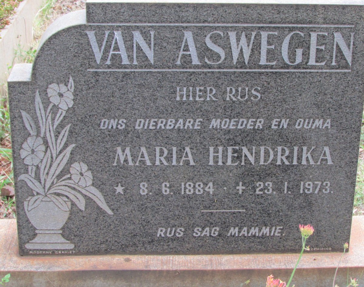ASWEGEN Maria Hendrika, van 1884-1973
