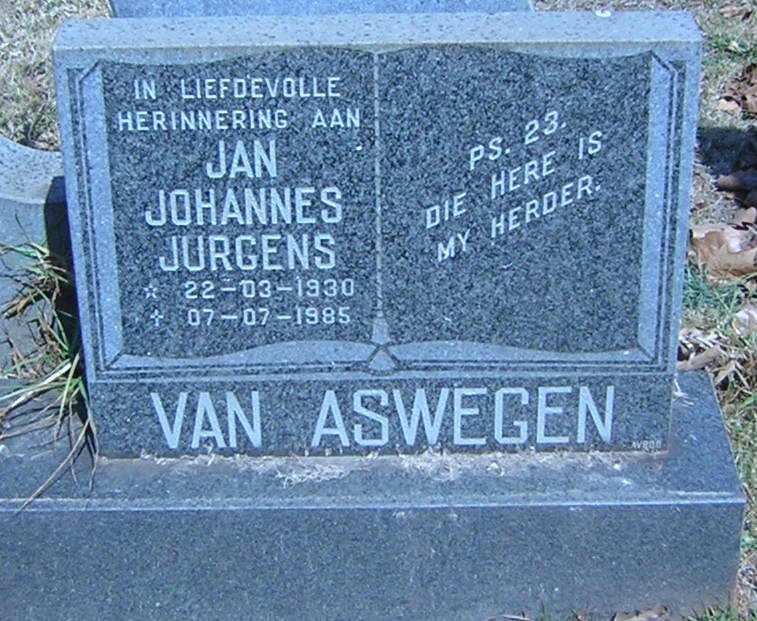 ASWEGEN Jan Johannes Jurgens, van 1930-1985