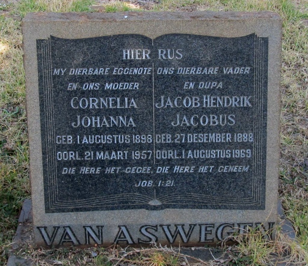 ASWEGEN Jacob Hendrik Jacobus, van 1888-1969 &amp; Cornelia Johanna 1898-1957
