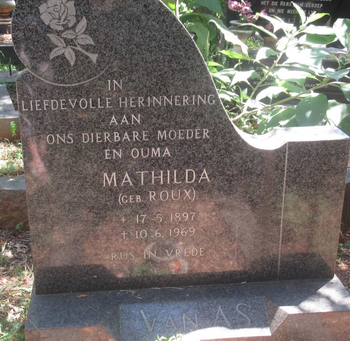 AS Mathilda, van nee ROUX 1897-1969