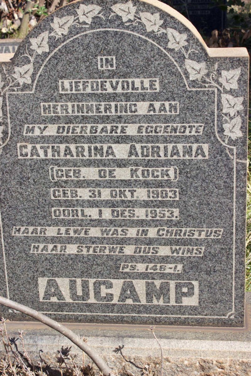 AUCAMP Catharina Adriana nee DE KOCK 1903-1953