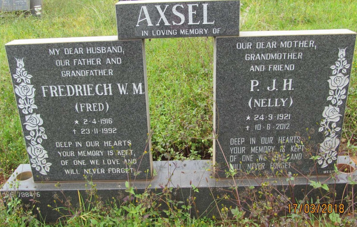 AXSEL Fredriech W.M. 1916-1992 &amp; P.J.H. 1921-2012