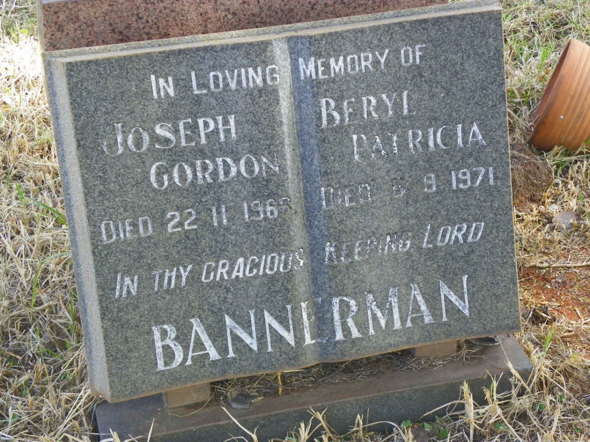 BANNERMAN Joseph Gordon -1968 &amp; Beryl Patricia -1971
