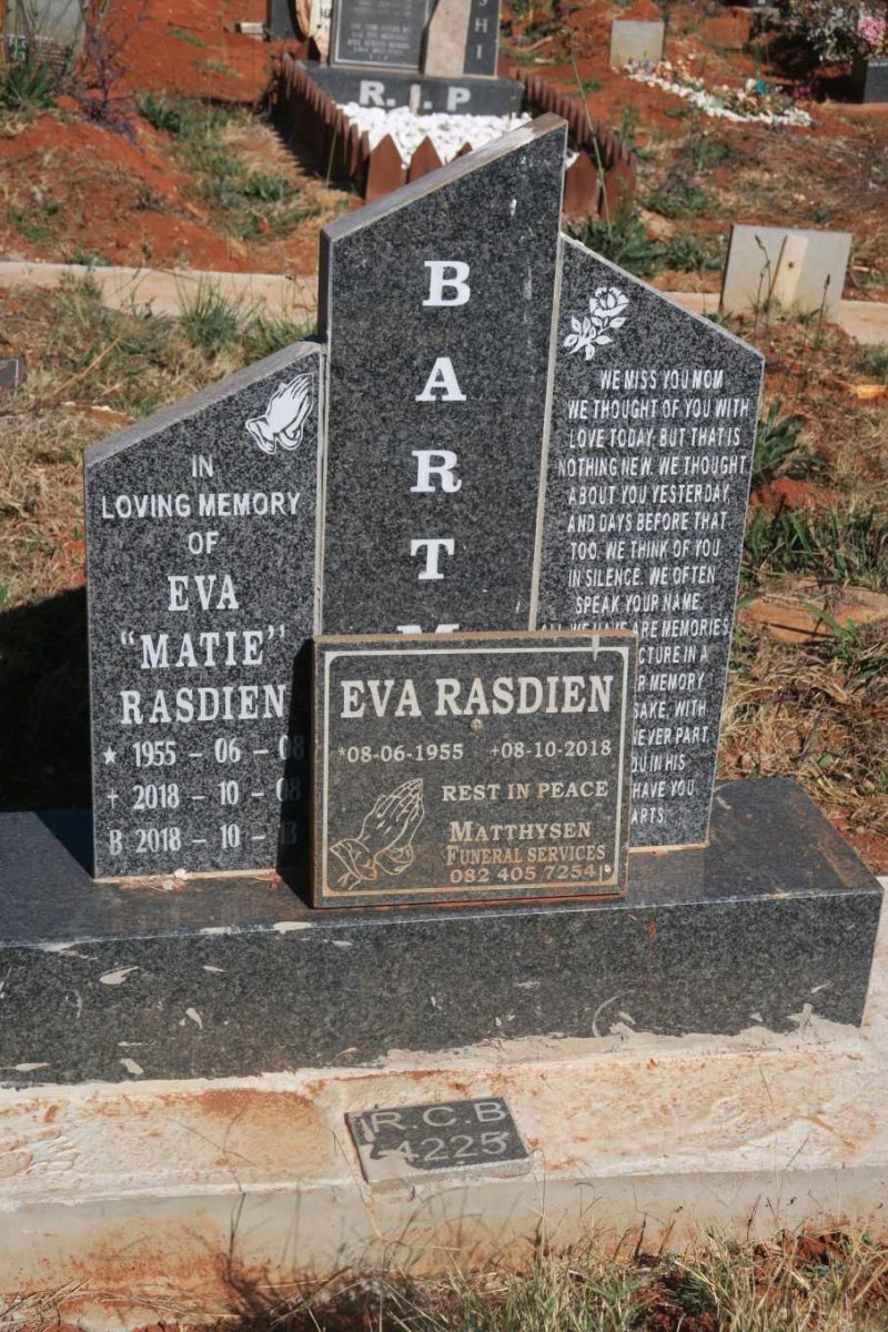 BARTMAN Eva Rasdien 1955-2018