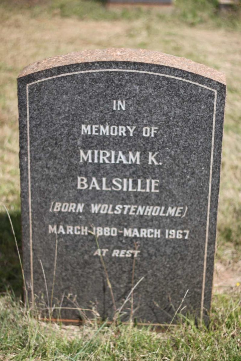 BALSILLIE Miriam K. nee WOLSTENHOLME 1880-1967