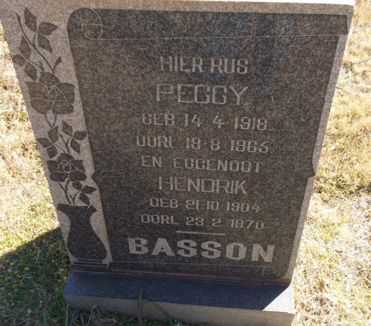 BASSON Hendrik 1904-1970 &amp; Peggy 1918-1965
