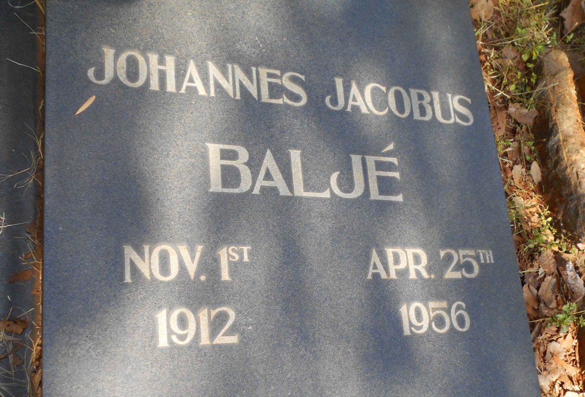 BALJÉ Johannes Jacobus 1912-1956
