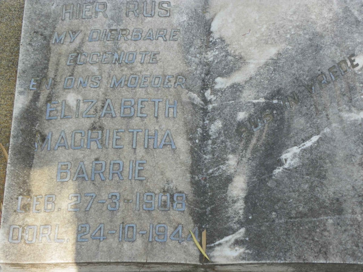 BARRIE Elizabeth Magrietha 1908-1944