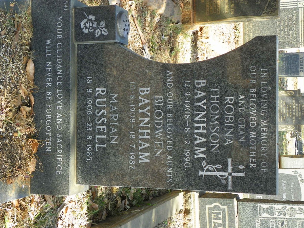 BAYNHAM Robina Thomson 1908-1990 :: BAYNHAM Blodwen 1908-1987 :: RUSSELL Marian 1906-1985