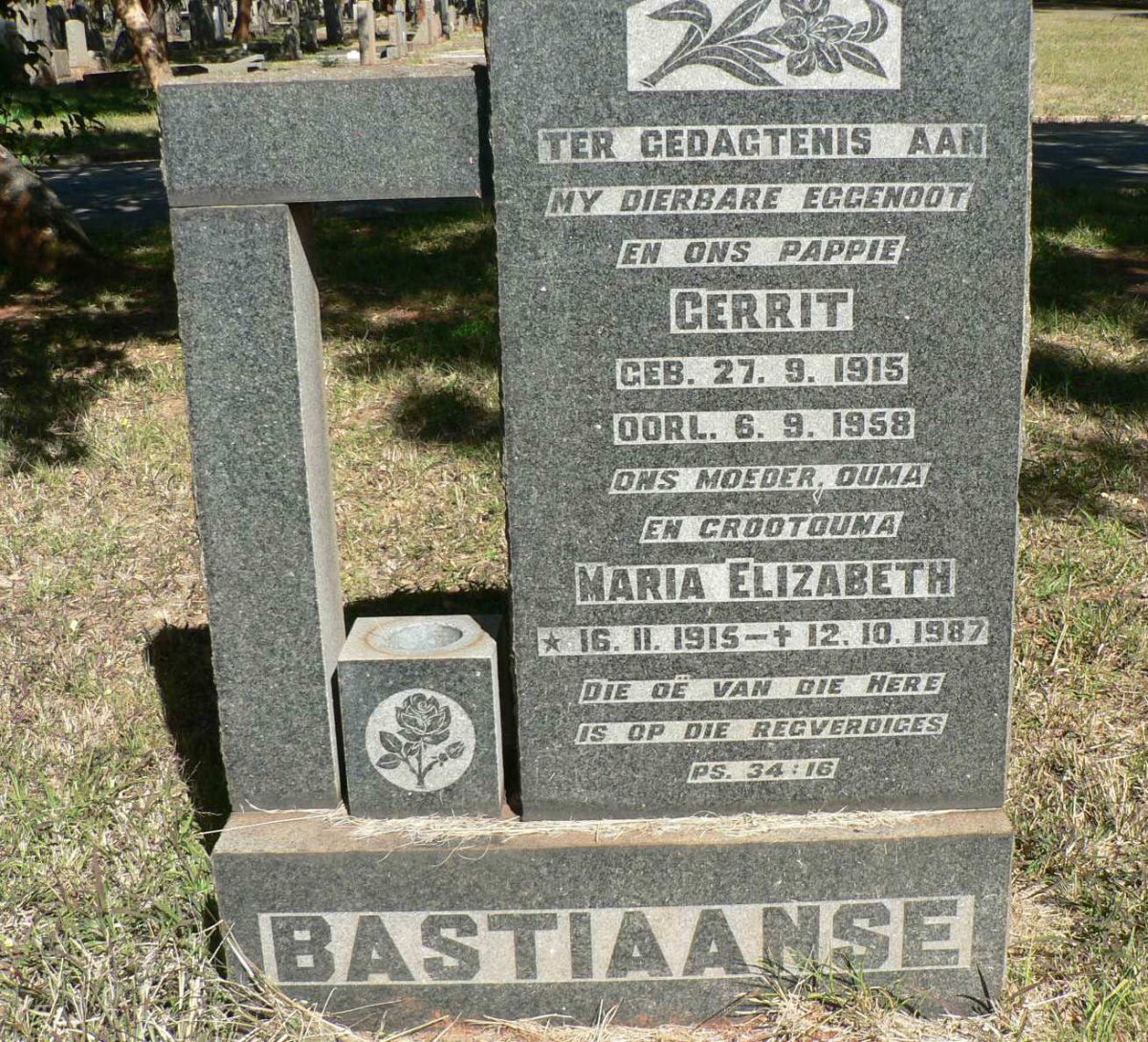 BASTIAANSE Gerrit 1915-1958 &amp; Maria Elizabeth 1915-1987