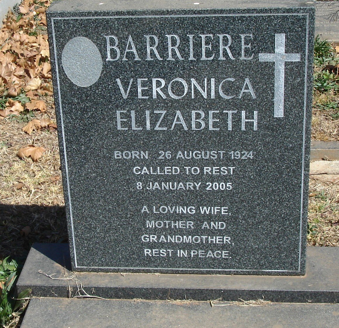 BARRIERE Veronica Elizabeth 1924-2005