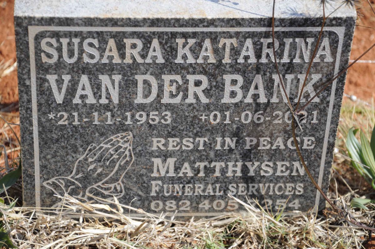 BANK Susara Katarina, van der 1953-2021