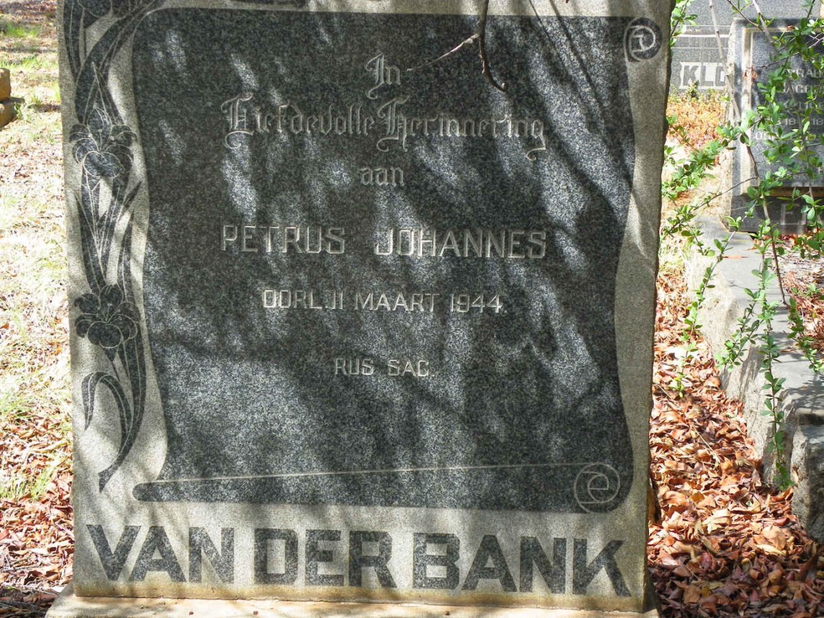 BANK Petrus Johannes, van der -1944