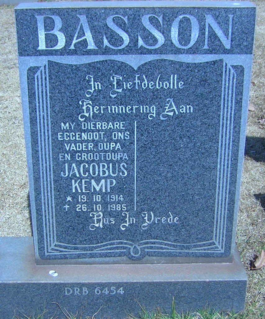 BASSON Jacobus Kemp 1914-1985